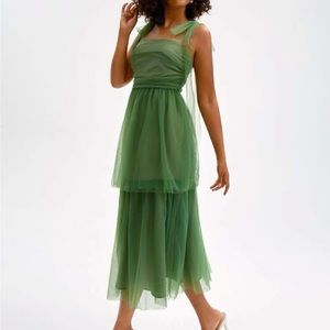 Knot Shoulder Ruffle Dress